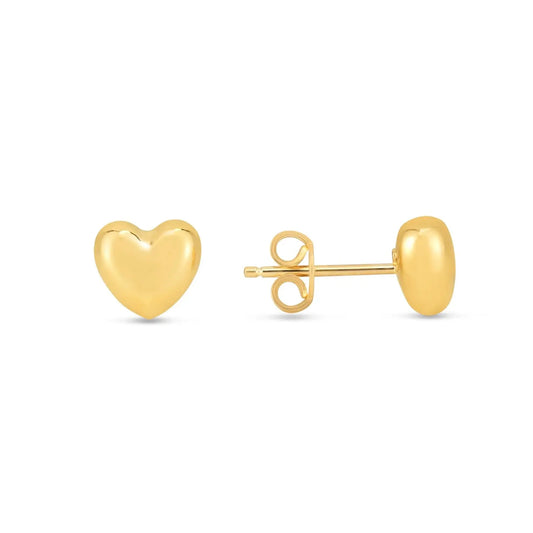 Small Polished Heart Post Earrings in 14K Yellow Gold RCJ Earrings  CELESTIA LUXE JEWELLERS