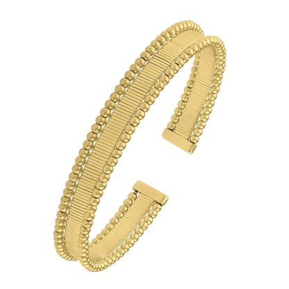 Smooth Surface Pallina Cuff Bangle in 14K Yellow Gold (9.00 mm) RCJ Bangles  CELESTIA LUXE JEWELLERS