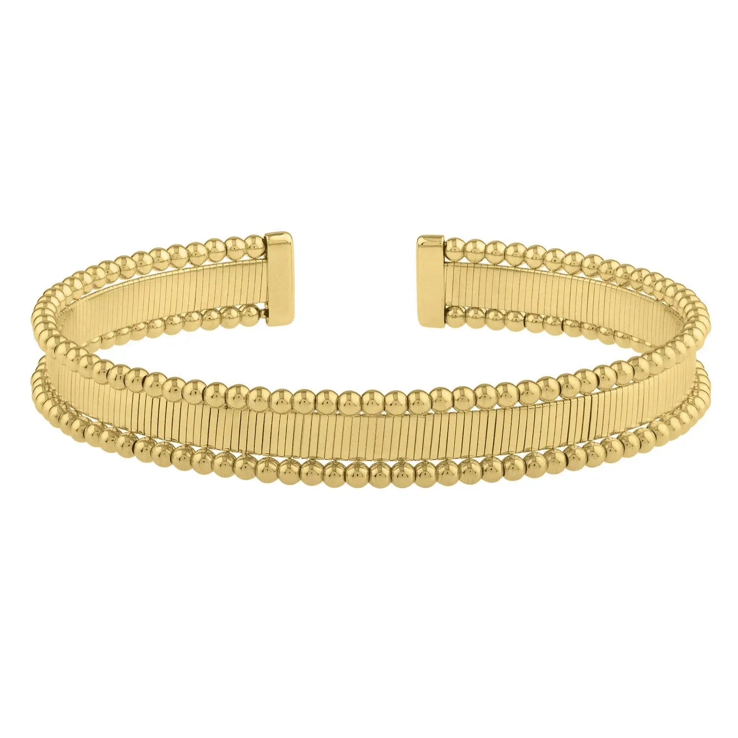 Smooth Surface Pallina Cuff Bangle in 14K Yellow Gold (9.00 mm) RCJ Bangles  CELESTIA LUXE JEWELLERS