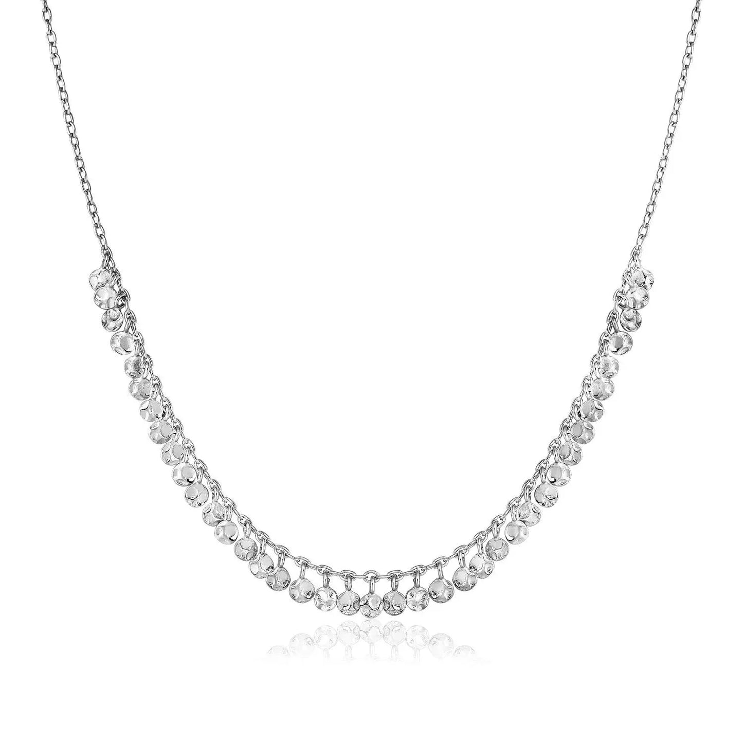 Sterling Silver 16 inch Necklace with Textured Beads RCJ Necklaces  CELESTIA LUXE JEWELLERS