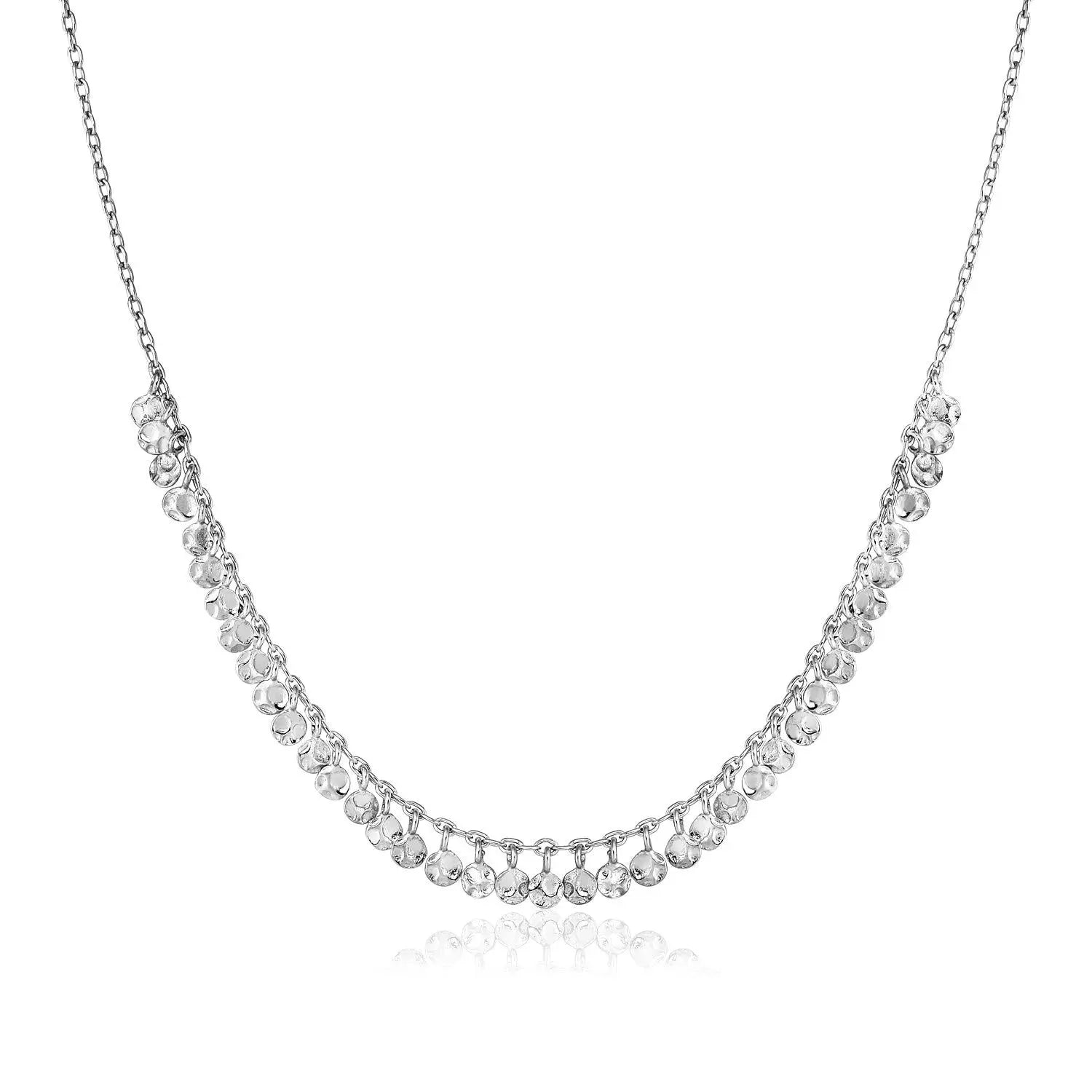 Sterling Silver 16 inch Necklace with Textured Beads RCJ Necklaces  CELESTIA LUXE JEWELLERS