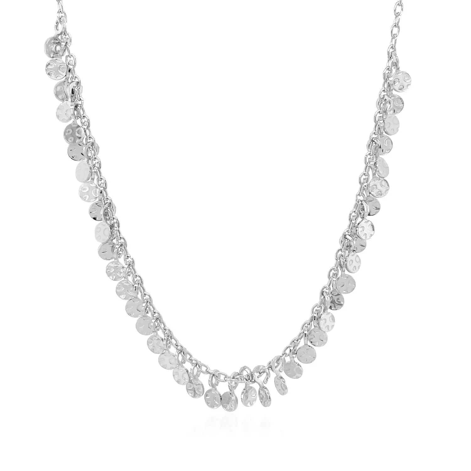 Sterling Silver 16 inch Necklace with Textured Beads RCJ Necklaces  CELESTIA LUXE JEWELLERS