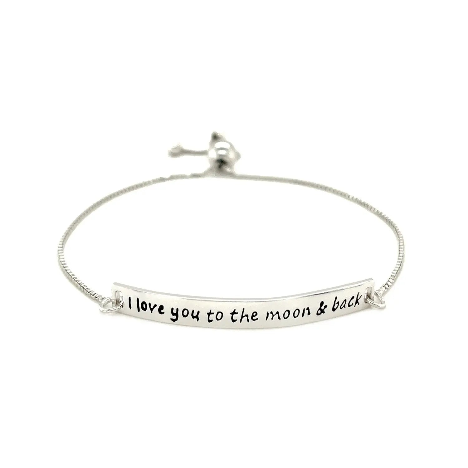 Sterling Silver Adjustable I Love You to the Moon and Back Bracelet (1.20 mm) RCJ Bracelets  CELESTIA LUXE JEWELLERS