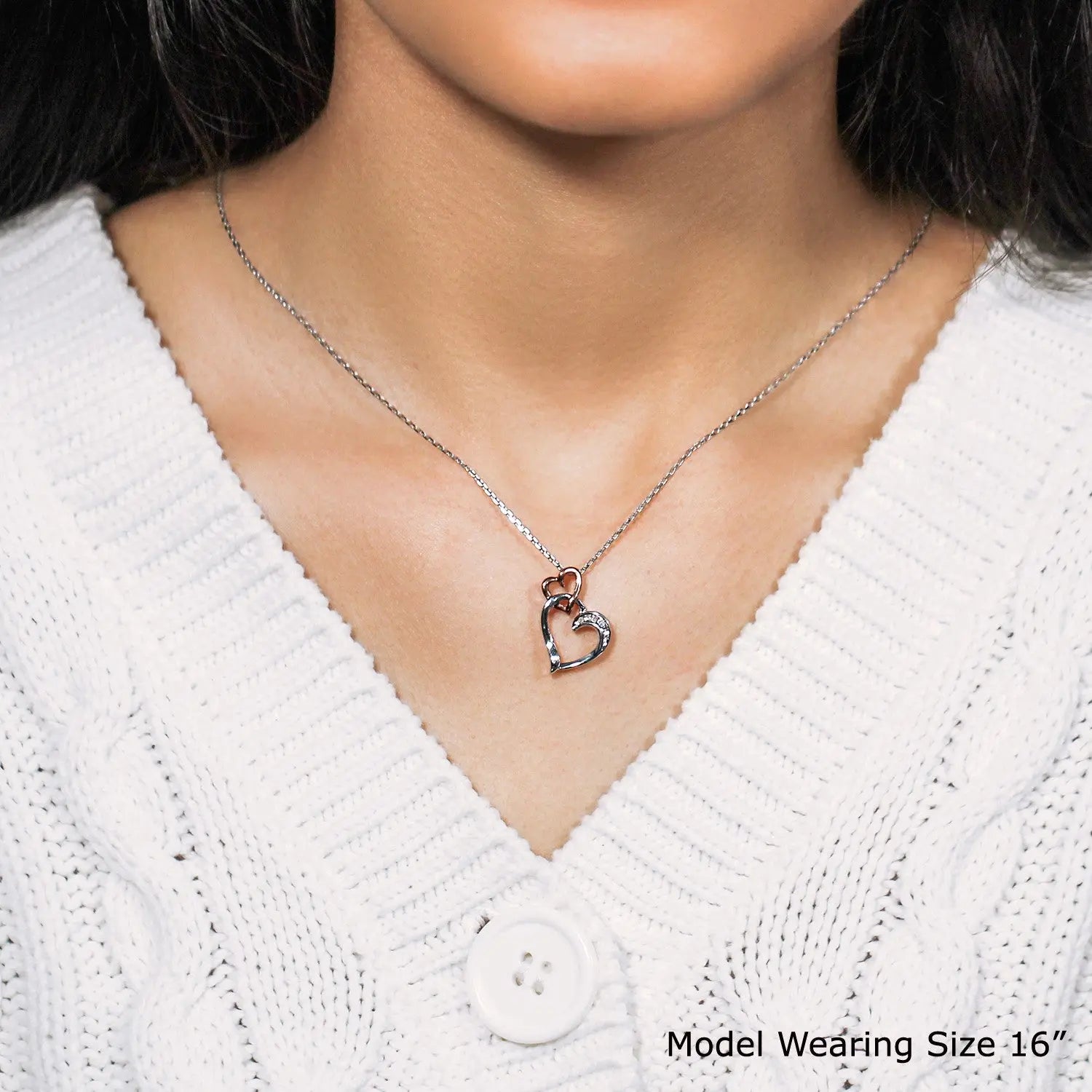 Sterling Silver Cascading Dual Heart Diamond Accented Pendant (.02 cttw) RCJ Pendants  CELESTIA LUXE JEWELLERS