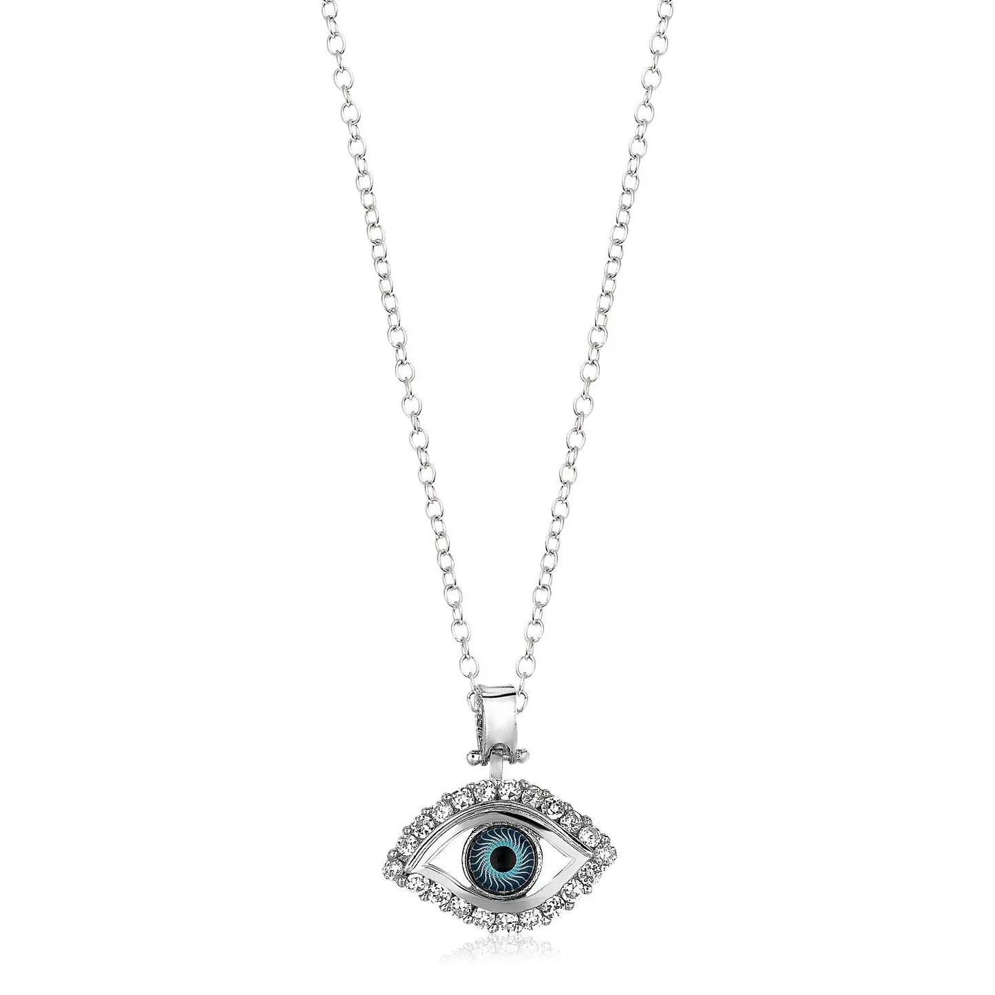 Sterling Silver Evil Eye Pendant with Cubic Zirconias RCJ Pendants  CELESTIA LUXE JEWELLERS