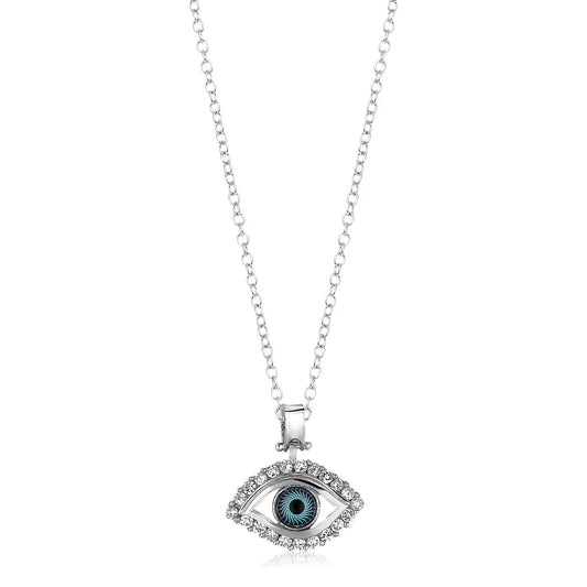 Sterling Silver Evil Eye Pendant with Cubic Zirconias RCJ Pendants  CELESTIA LUXE JEWELLERS