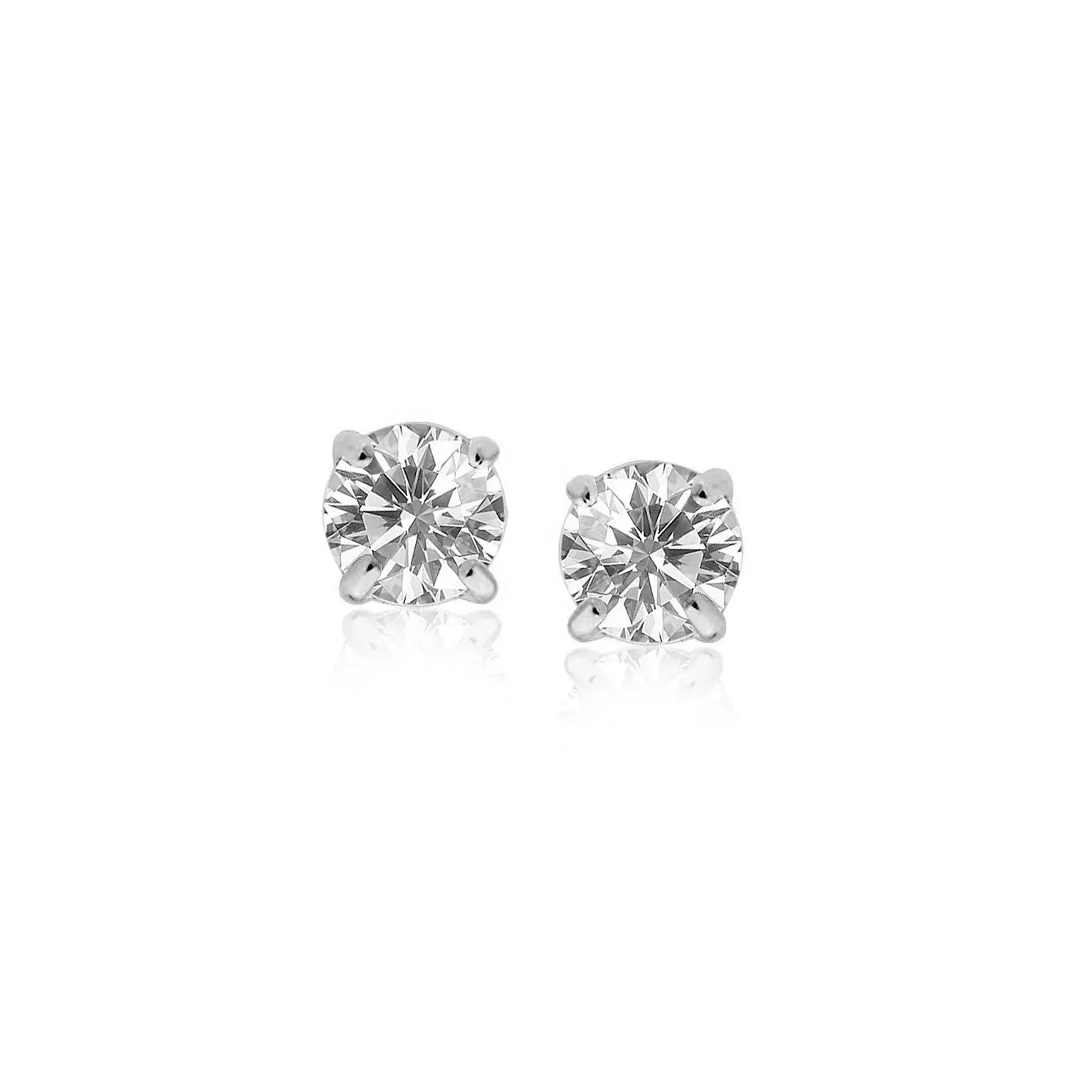 Sterling Silver Faceted White Cubic Zirconia Stud Earrings(4mm) RCJ Earrings  CELESTIA LUXE JEWELLERS