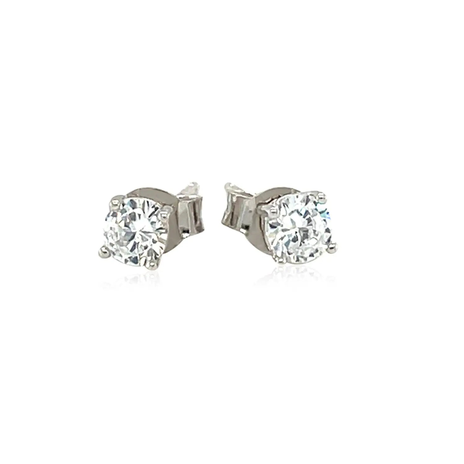 Sterling Silver Faceted White Cubic Zirconia Stud Earrings(4mm) RCJ Earrings  CELESTIA LUXE JEWELLERS