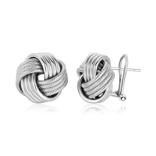 Sterling Silver Groove Textured Love Knot Earrings(14mm) RCJ Earrings  CELESTIA LUXE JEWELLERS