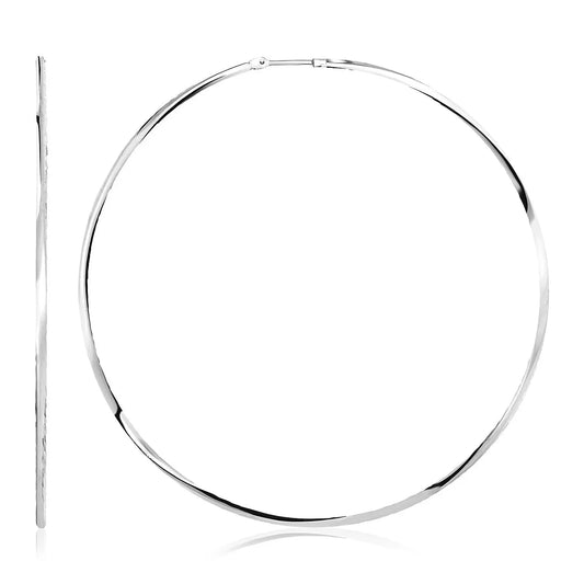Sterling Silver Large Polished Round Hoop Earrings(70mm) RCJ Earrings  CELESTIA LUXE JEWELLERS