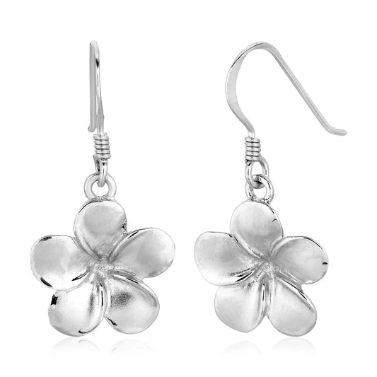 Sterling Silver Matte Textured Flower Dangle Earrings RCJ Earrings  CELESTIA LUXE JEWELLERS