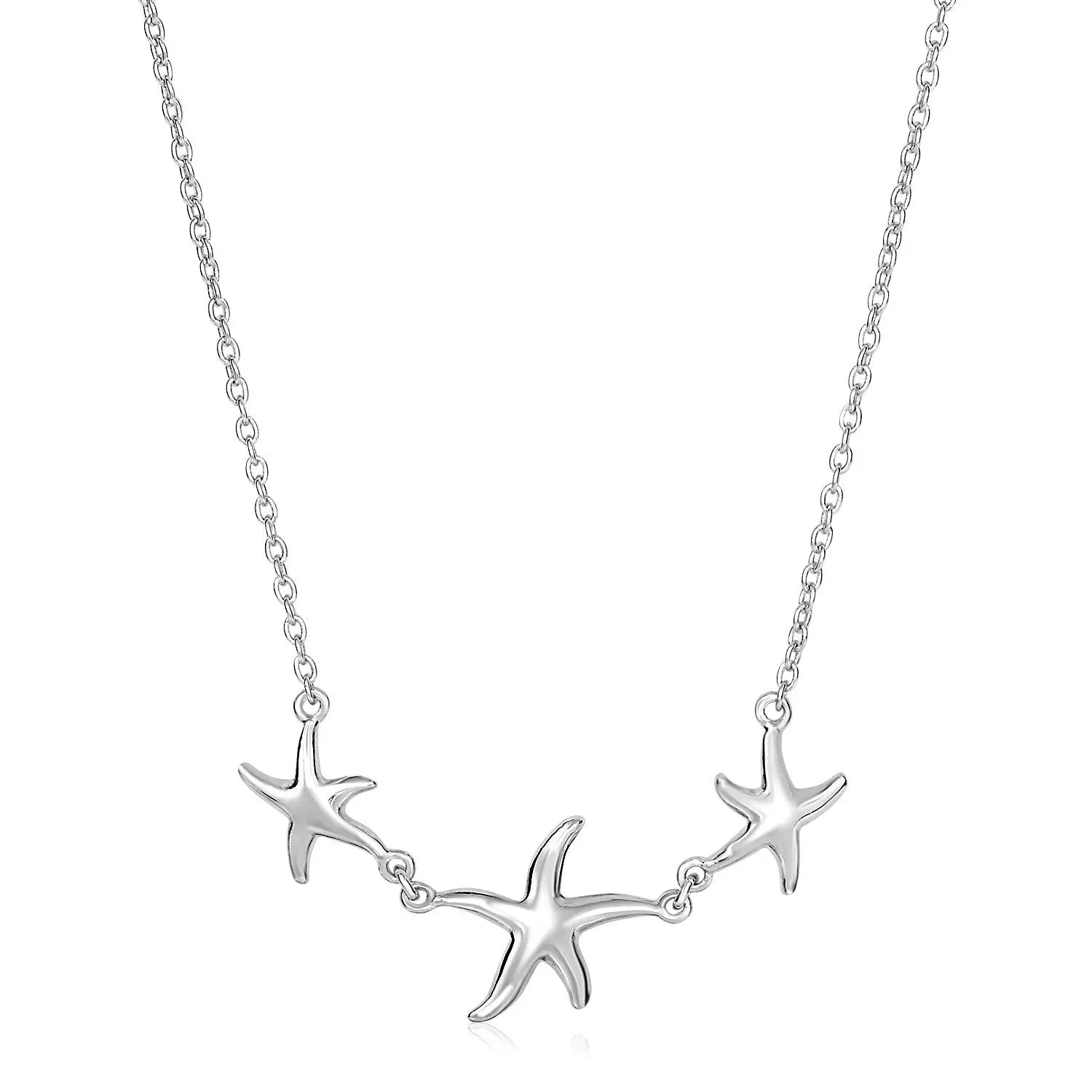Sterling Silver Necklace with Three Starfish RCJ Necklaces  CELESTIA LUXE JEWELLERS