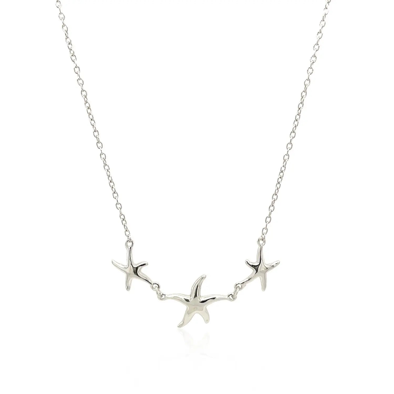Sterling Silver Necklace with Three Starfish RCJ Necklaces  CELESTIA LUXE JEWELLERS