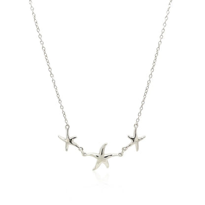 Sterling Silver Necklace with Three Starfish RCJ Necklaces  CELESTIA LUXE JEWELLERS
