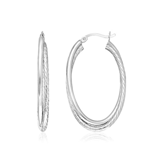 Sterling Silver Oval Twisted Tube Hoop Earrings RCJ Earrings  CELESTIA LUXE JEWELLERS