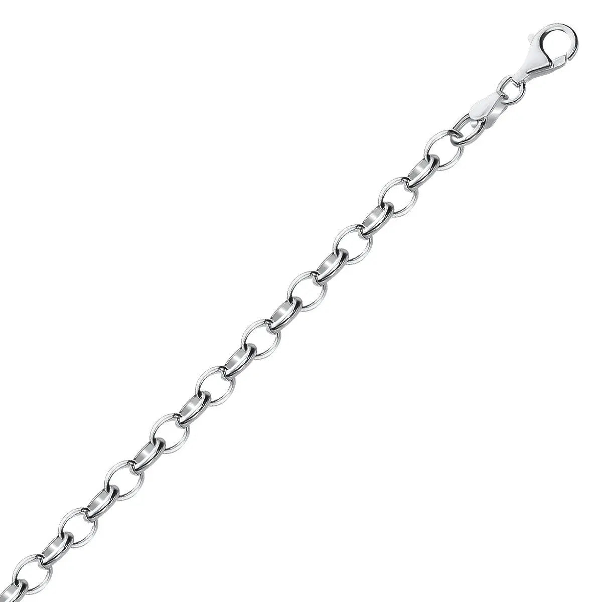 Sterling Silver Polished Charm Bracelet with Rhodium Plating (5.10 mm) RCJ Bracelets  CELESTIA LUXE JEWELLERS