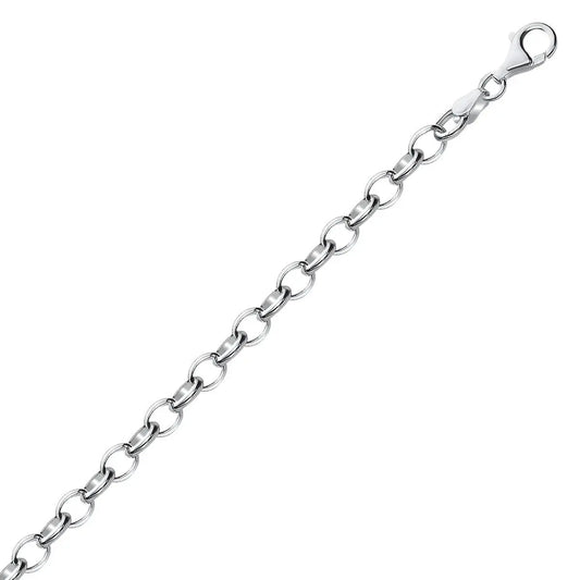 Sterling Silver Polished Charm Bracelet with Rhodium Plating (5.10 mm) RCJ Bracelets  CELESTIA LUXE JEWELLERS