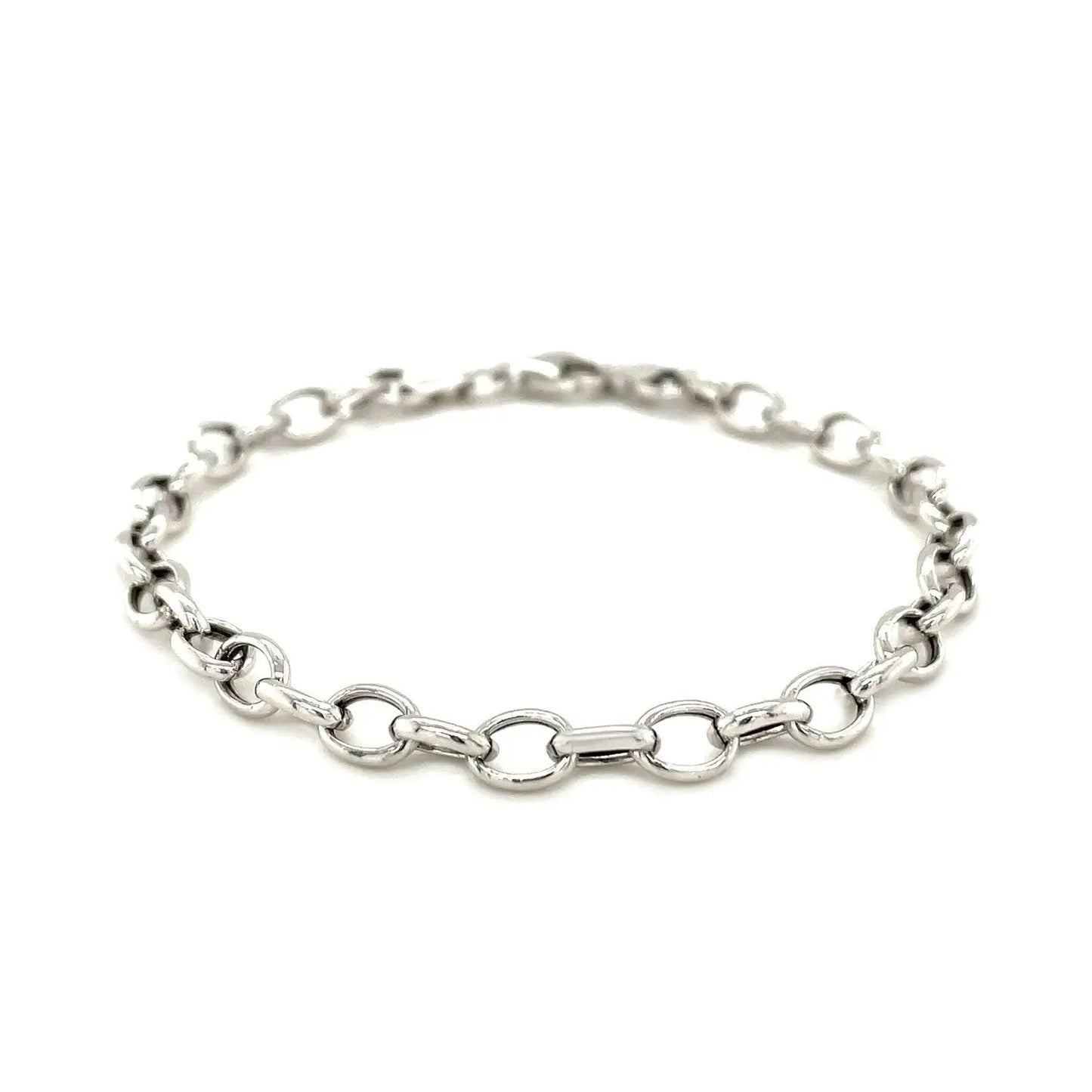 Sterling Silver Polished Charm Bracelet with Rhodium Plating (5.10 mm) RCJ Bracelets  CELESTIA LUXE JEWELLERS