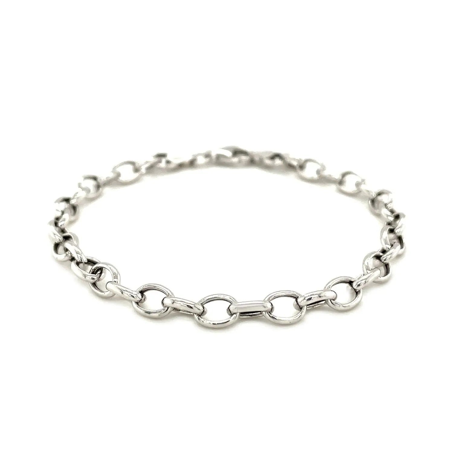 Sterling Silver Polished Charm Bracelet with Rhodium Plating (5.10 mm) RCJ Bracelets  CELESTIA LUXE JEWELLERS