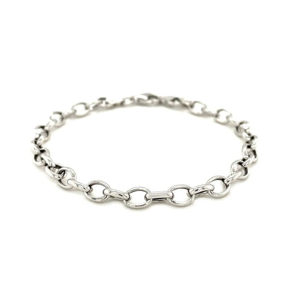 Sterling Silver Polished Charm Bracelet with Rhodium Plating (5.10 mm) RCJ Bracelets  CELESTIA LUXE JEWELLERS