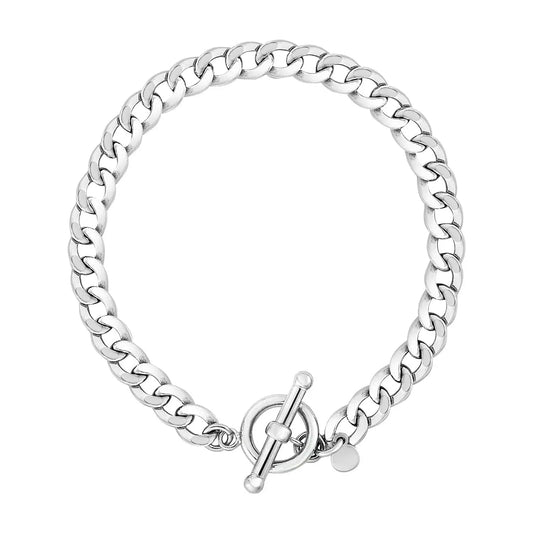 Sterling Silver Polished Wide Link Toggle Bracelet (6.00 mm) RCJ Bracelets  CELESTIA LUXE JEWELLERS