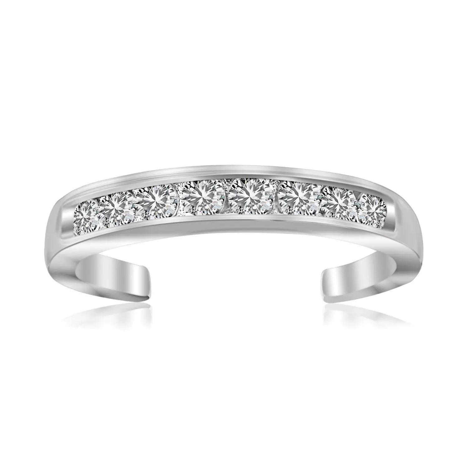 Sterling Silver Rhodium Finished Toe Ring with White Tone Cubic Zirconia Accents RCJ Toe Rings  CELESTIA LUXE JEWELLERS
