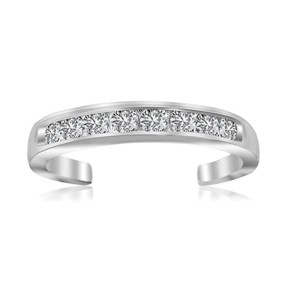 Sterling Silver Rhodium Finished Toe Ring with White Tone Cubic Zirconia Accents RCJ Toe Rings  CELESTIA LUXE JEWELLERS