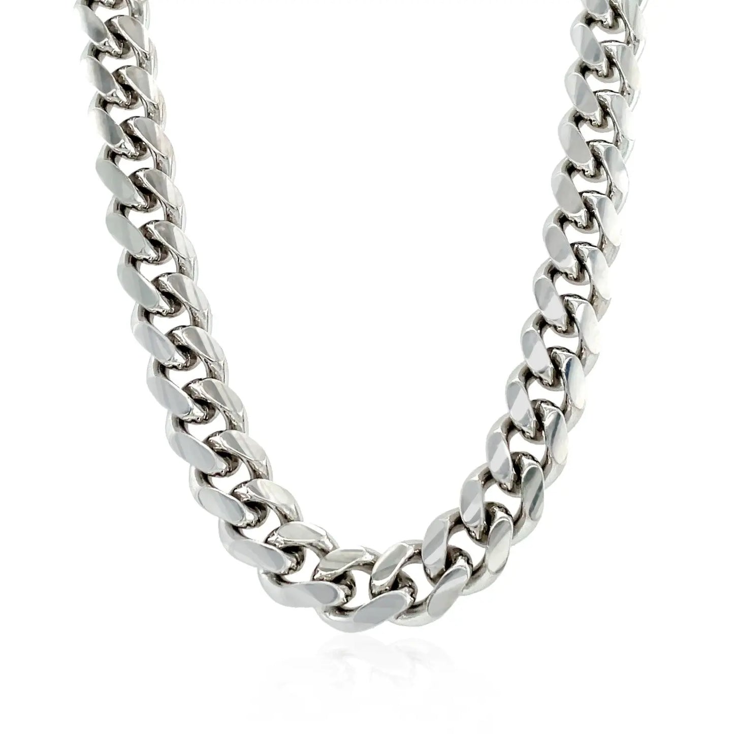 Sterling Silver Rhodium Plated Miami Cuban Chain (8.40 mm) RCJ Chains  CELESTIA LUXE JEWELLERS
