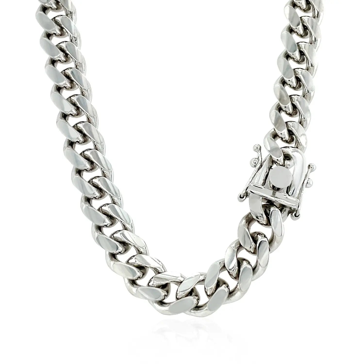 Sterling Silver Rhodium Plated Miami Cuban Chain (8.40 mm) RCJ Chains  CELESTIA LUXE JEWELLERS
