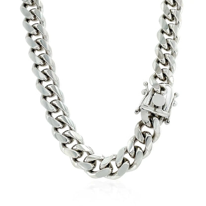Sterling Silver Rhodium Plated Miami Cuban Chain (8.40 mm) RCJ Chains  CELESTIA LUXE JEWELLERS
