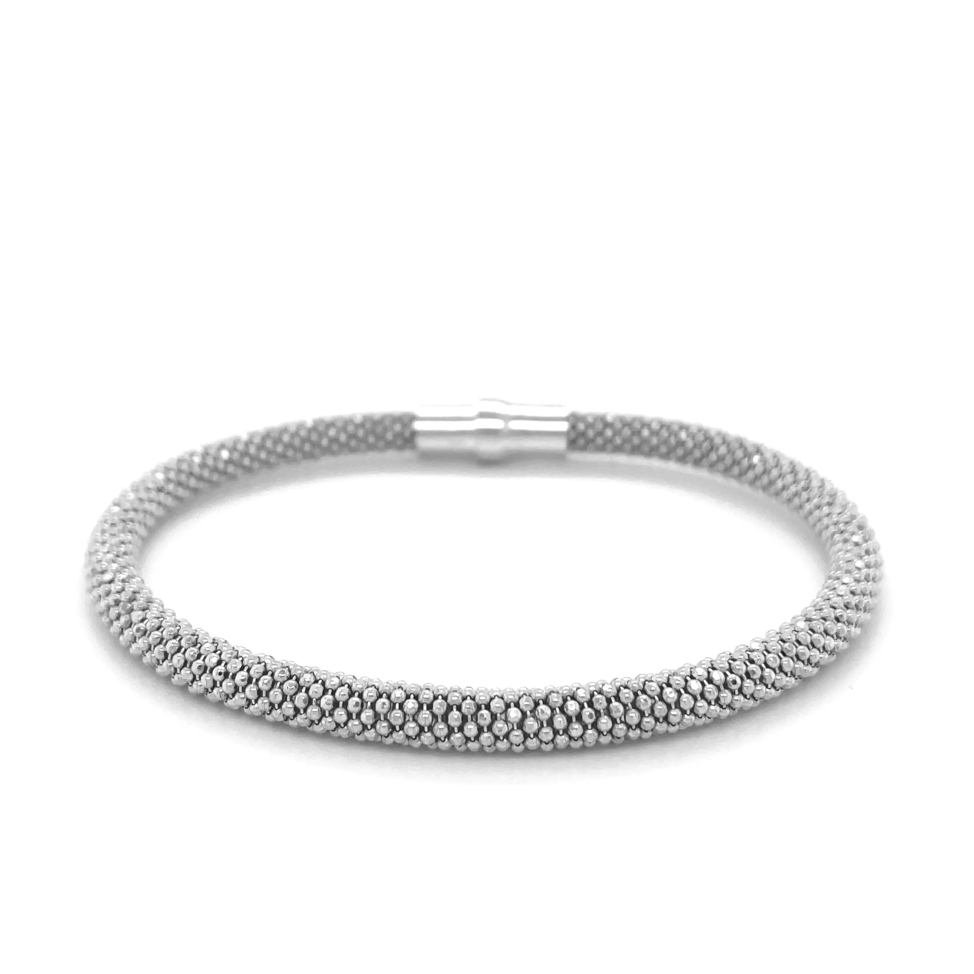 Sterling Silver Rhodium Plated Popcorn Motif Bangle (4.80 mm) RCJ Bangles  CELESTIA LUXE JEWELLERS