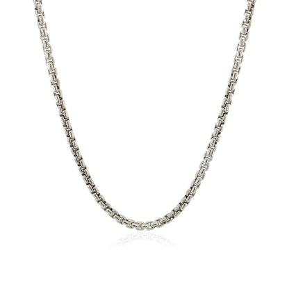 Sterling Silver Rhodium Plated Round Box Chain (2.20 mm) RCJ Chains  CELESTIA LUXE JEWELLERS