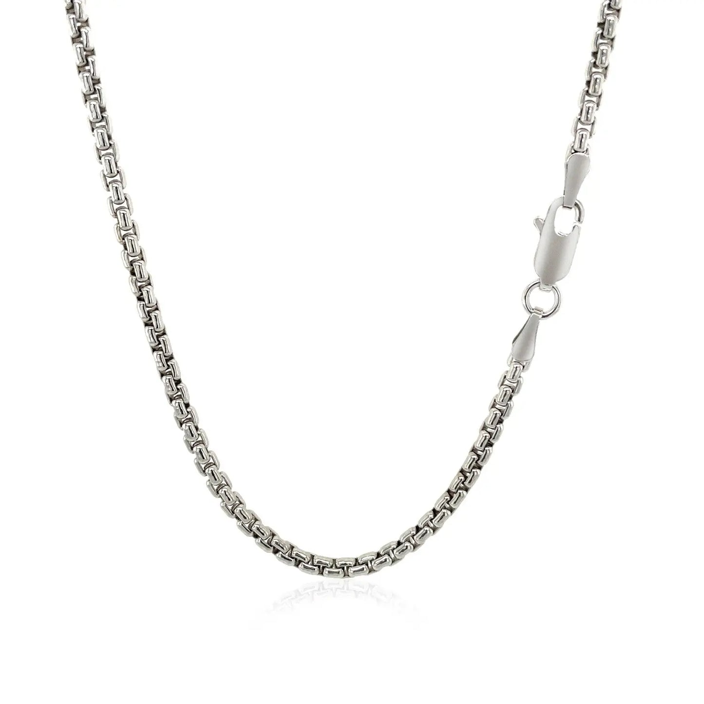 Sterling Silver Rhodium Plated Round Box Chain (2.20 mm) RCJ Chains  CELESTIA LUXE JEWELLERS
