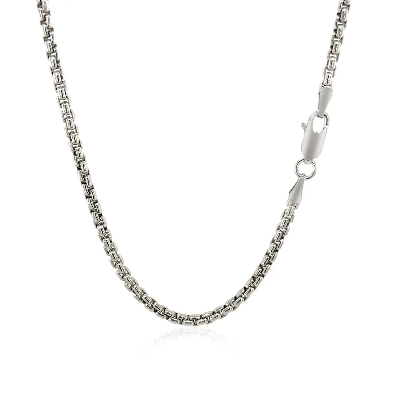 Sterling Silver Rhodium Plated Round Box Chain (2.20 mm) RCJ Chains  CELESTIA LUXE JEWELLERS