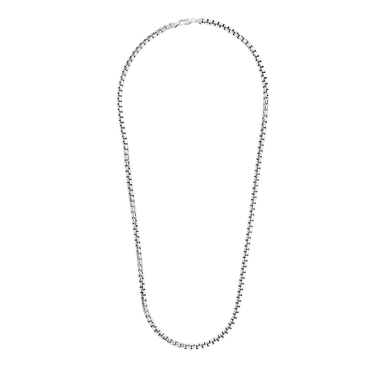 Sterling Silver Rhodium Plated Round Box Chain (4.40 mm) RCJ Chains  CELESTIA LUXE JEWELLERS