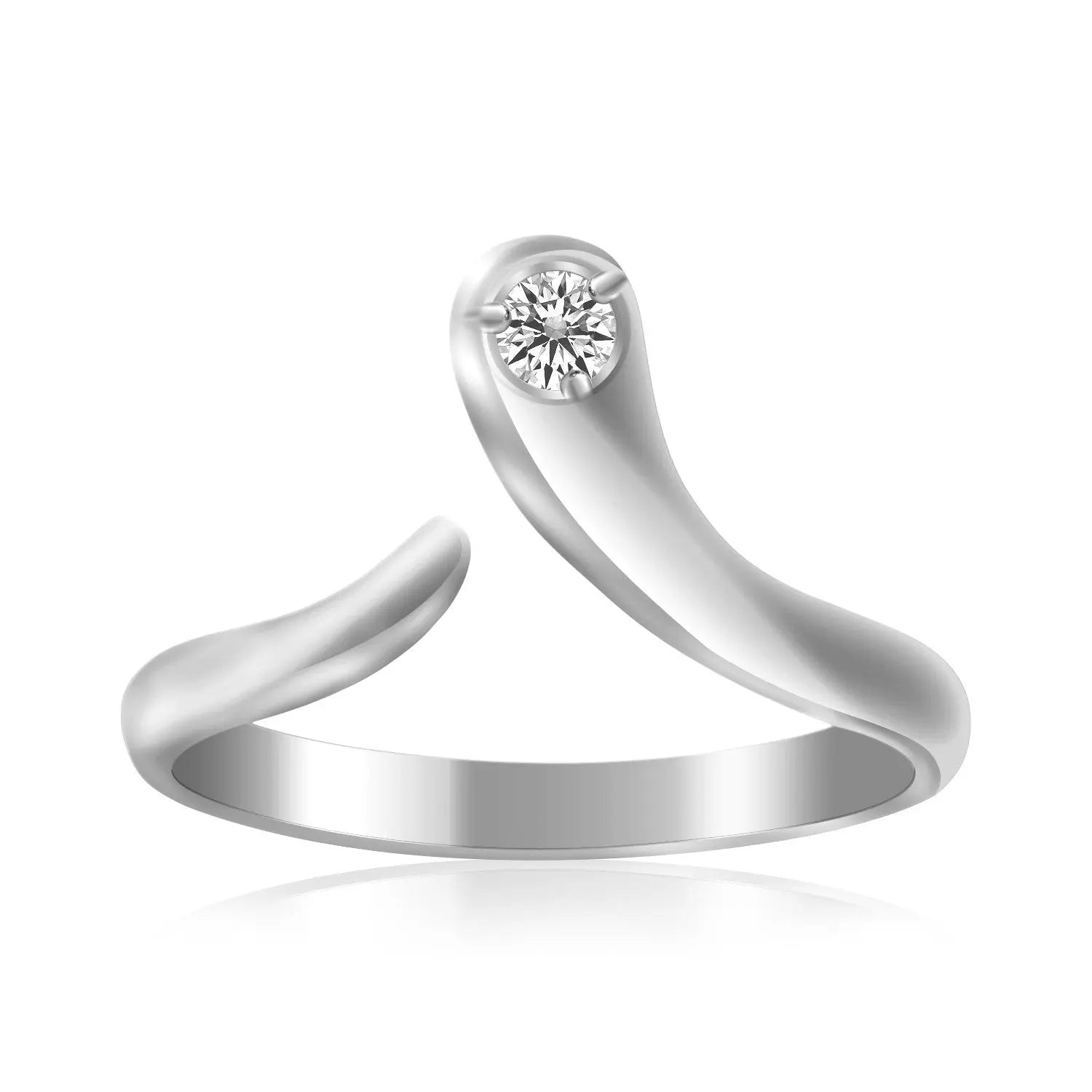 Sterling Silver Rhodium Plated White Cubic Zirconia Accented Shiny Toe Ring RCJ Toe Rings  CELESTIA LUXE JEWELLERS