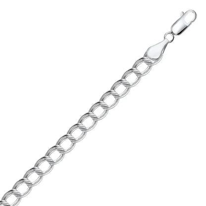 Sterling Silver Ridged Circular Chain Bracelet with Rhodium Plating (6.00 mm) RCJ Bracelets  CELESTIA LUXE JEWELLERS