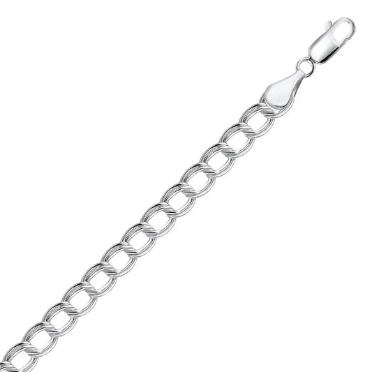 Sterling Silver Ridged Circular Chain Bracelet with Rhodium Plating (6.00 mm) RCJ Bracelets  CELESTIA LUXE JEWELLERS
