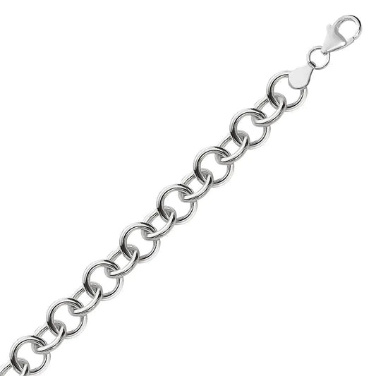 Sterling Silver Rolo Style Polished Charm Bracelet with Rhodium Plating(8.15 mm) RCJ Bracelets  CELESTIA LUXE JEWELLERS