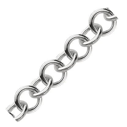 Sterling Silver Rolo Style Polished Charm Bracelet with Rhodium Plating(8.15 mm) RCJ Bracelets  CELESTIA LUXE JEWELLERS