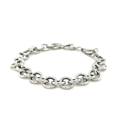 Sterling Silver Rolo Style Polished Charm Bracelet with Rhodium Plating(8.15 mm) RCJ Bracelets  CELESTIA LUXE JEWELLERS