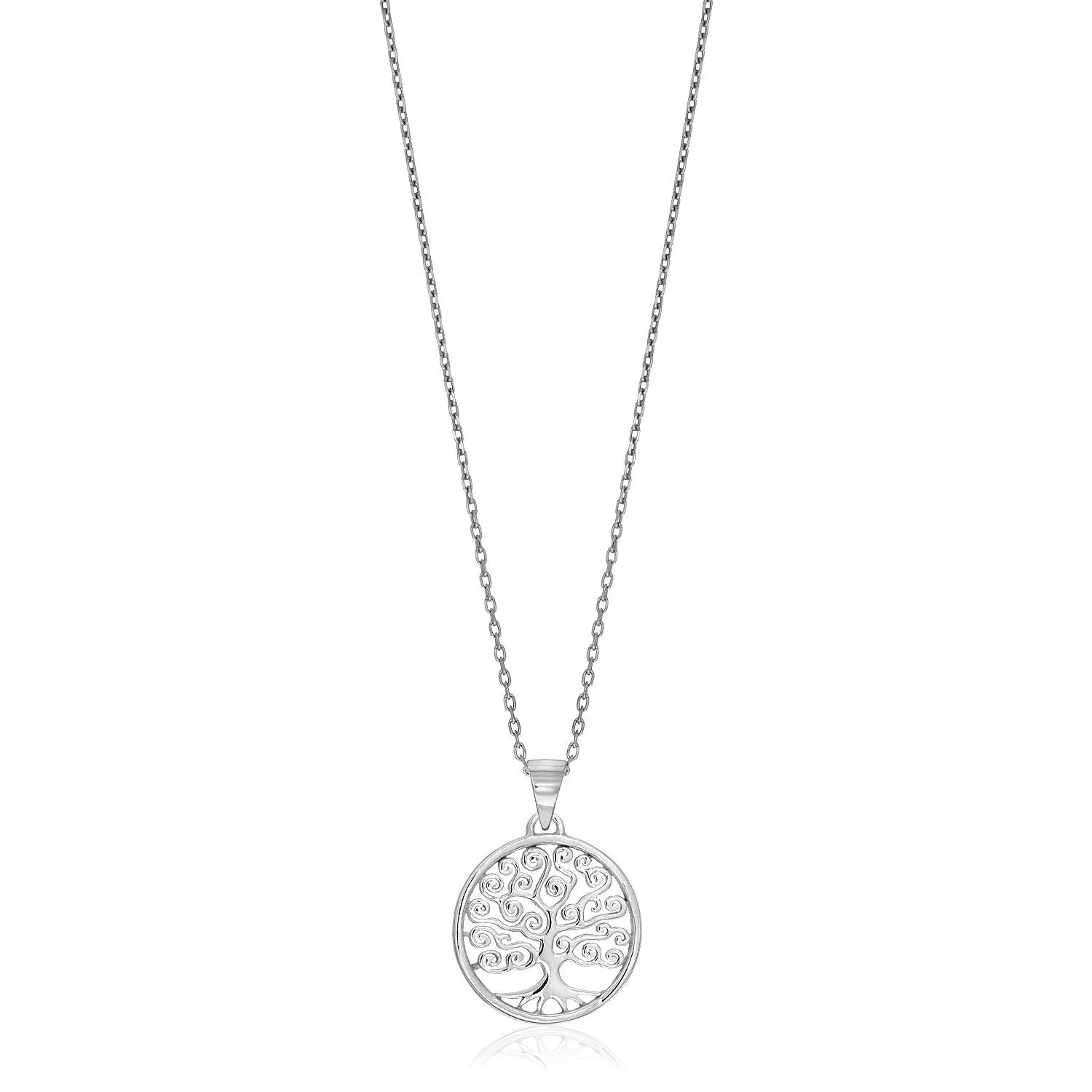 Sterling Silver Round Spiral Motif Tree of Life Necklace RCJ Necklaces  CELESTIA LUXE JEWELLERS