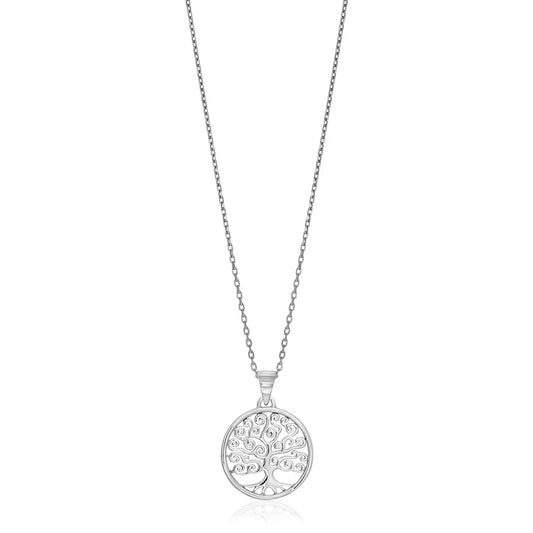 Sterling Silver Round Spiral Motif Tree of Life Necklace RCJ Necklaces  CELESTIA LUXE JEWELLERS