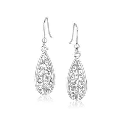 Sterling Silver Teardrop Filigree Style Drop Earrings RCJ Earrings  CELESTIA LUXE JEWELLERS