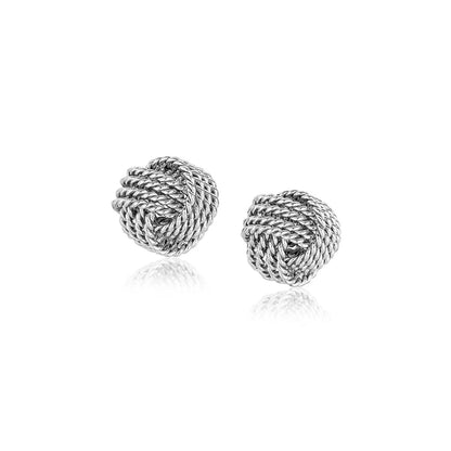 Sterling Silver Textured Love Knot Stud Style Earrings(9mm) RCJ Earrings  CELESTIA LUXE JEWELLERS