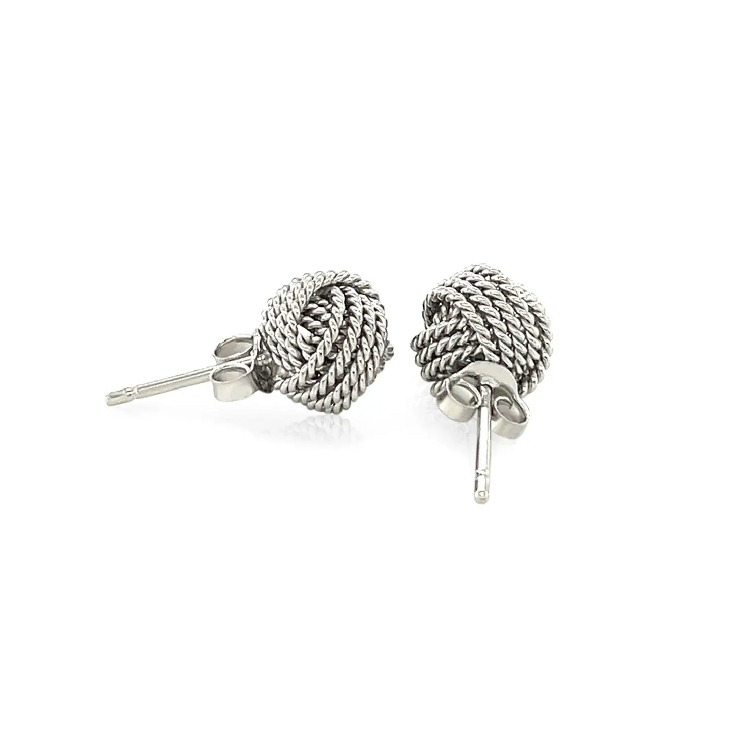 Sterling Silver Textured Love Knot Stud Style Earrings(9mm) RCJ Earrings  CELESTIA LUXE JEWELLERS