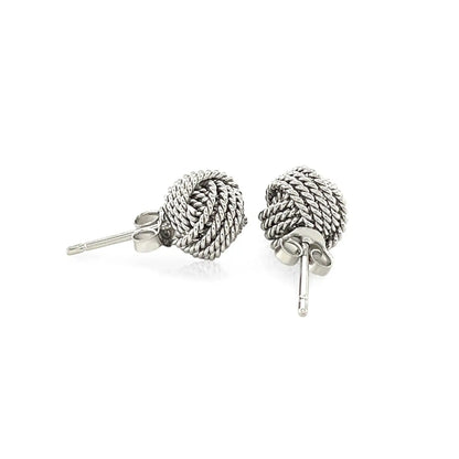 Sterling Silver Textured Love Knot Stud Style Earrings(9mm) RCJ Earrings  CELESTIA LUXE JEWELLERS