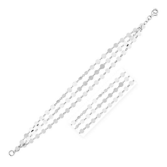 Sterling Silver Three Strand Mirror Link Bracelet (4.00 mm) RCJ Bracelets  CELESTIA LUXE JEWELLERS