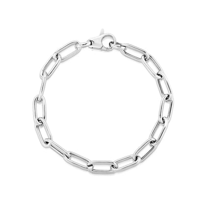 Sterling Silver Wide Paperclip Chain Bracelet (6.50 mm) RCJ Bracelets  CELESTIA LUXE JEWELLERS