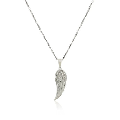 Sterling Silver with Large Textured Angel Wing Pendant RCJ Pendants  CELESTIA LUXE JEWELLERS
